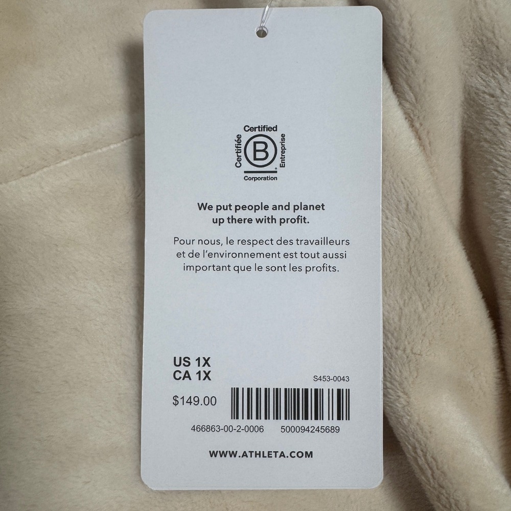 Athleta Recover Cozy Snap Front Sweatshirt Women 1X Chantilly Cream Pullover NEW - Picture 3 of 8